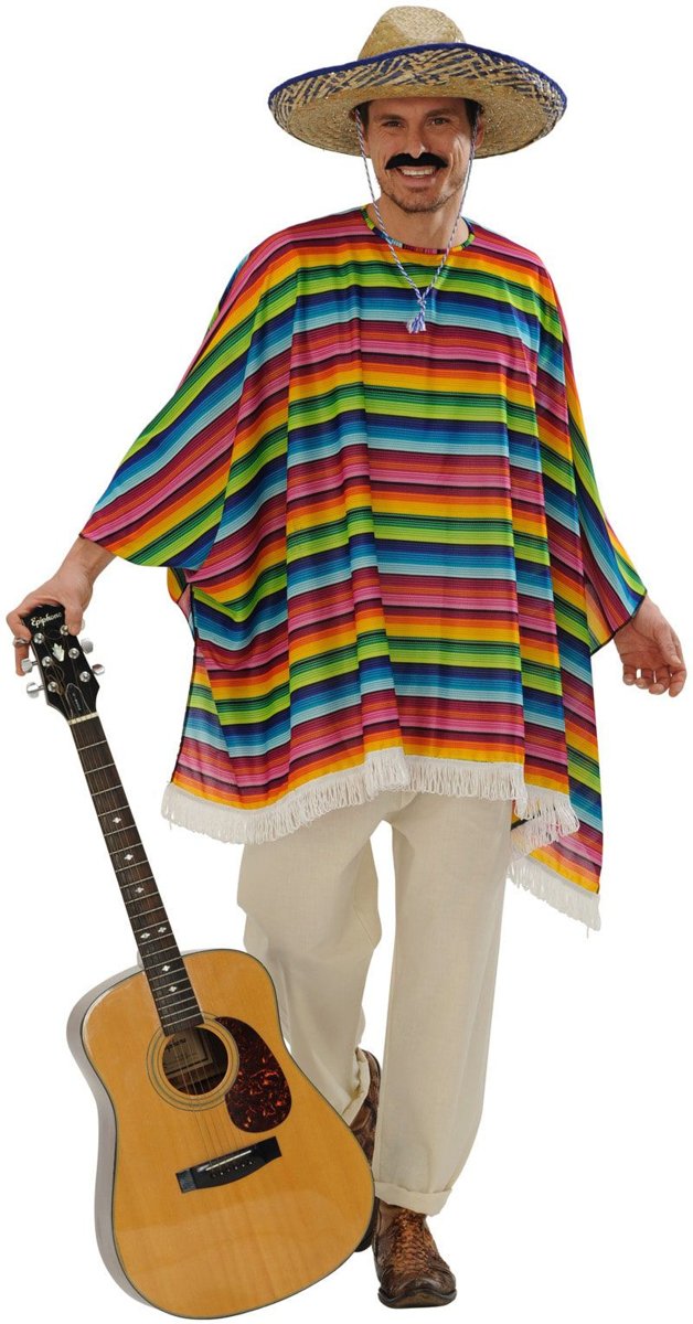 Spaans & Mexicaans Kostuum | Poncho Set Met Sombrero Ole Muchacho | Volwassen | One Size | Carnaval kostuum | Verkleedkleding